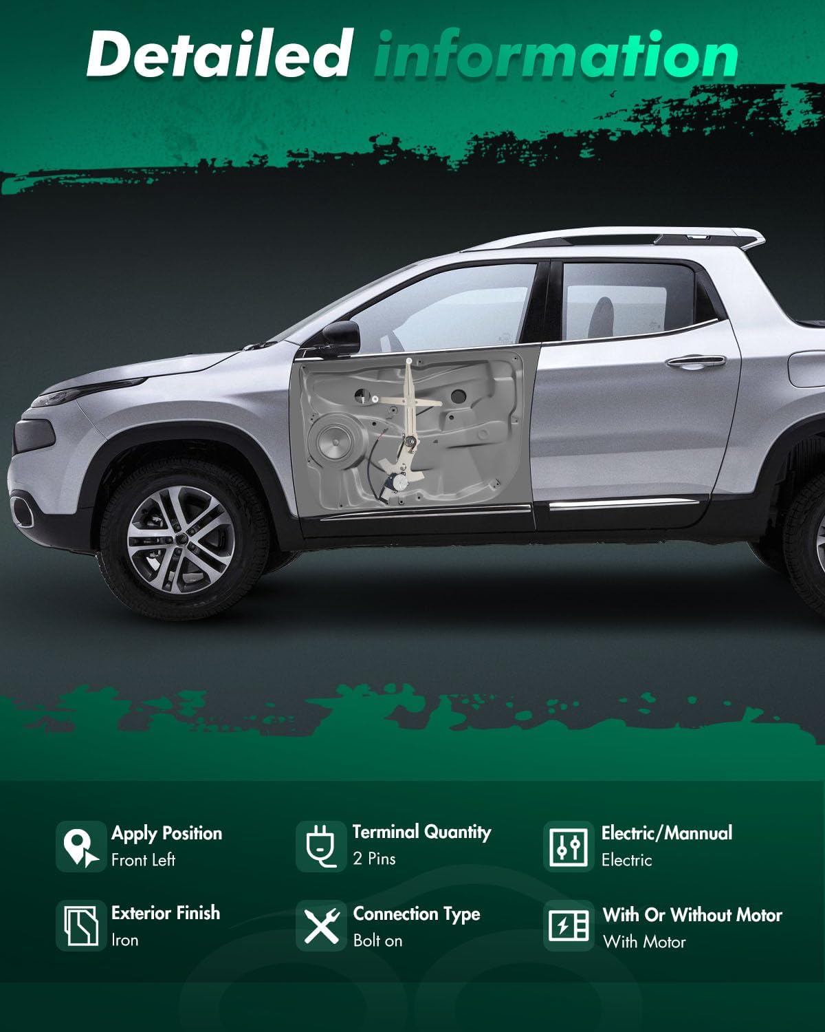 SCITOO 741-886 10305686 Front Driver Side Window Regulator W/Motor Compatible for Chevrolet Camaro 1993-2002 for Pontiac Firebird 1993-2002