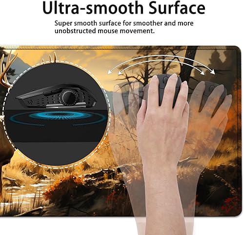 Miniatura 9 de Alfombrilla de mouse grande de 31.5 x 11.8 pulgadas, extendida para juegos con bordes cosidos, protector de alfombrilla de mouse XXL, base de goma