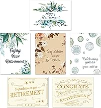 Eersida 36 Retirement Cards with Envelopes Sets 6 Styles for Coworker Teacher Employee Men Women Retirement Greeting Congratulations Cards
