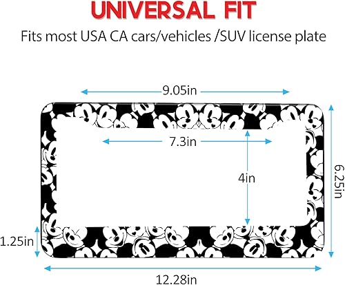 Miniatura 10 de Akkya Marcos de matrícula para mujeres y hombres, cubierta de soporte de placa de automóvil, lindo y divertido marco de etiqueta de metal de dibujos