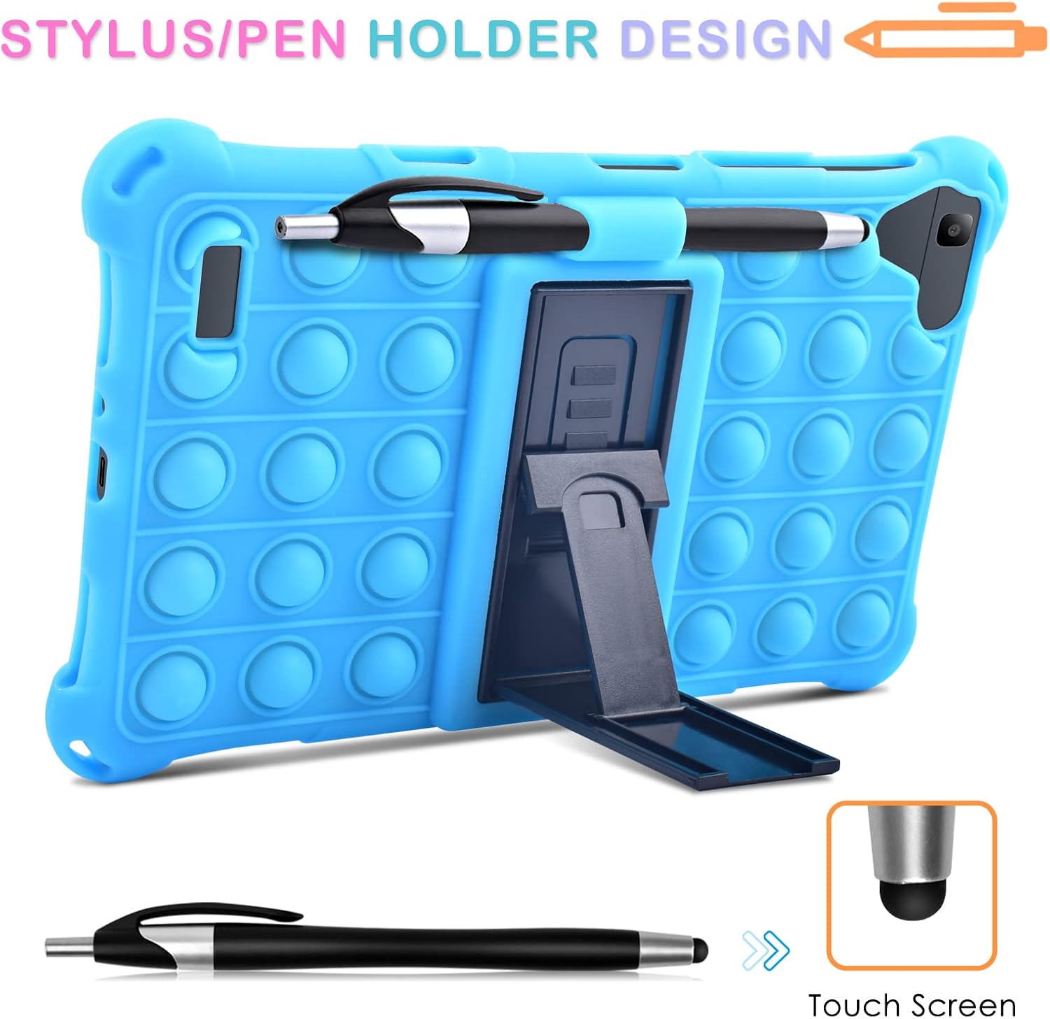 DETUOSI Silicone Case for Samsung Galaxy Tab A 8.0 2019 Without S Pen Model (SM-T290/T295/T297), Lightweight Protective Cover with Strap for Samsung Galaxy Tab A Case 8.0 inch 2019, Sky Blue