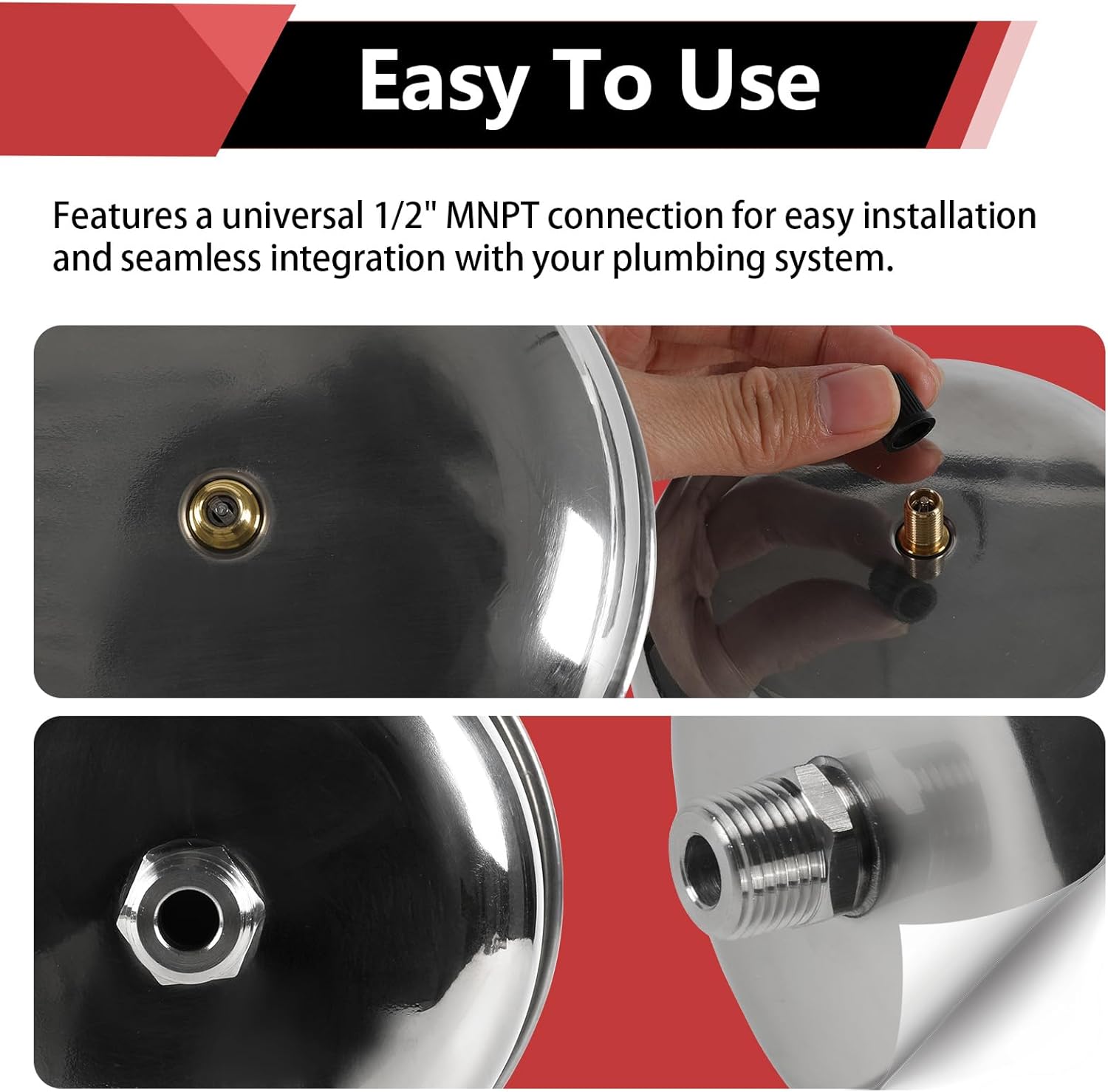 EFIELD Stainless Steel Expansion Tank (2 L), Hammer Arrestor with 1/2 Inch Threaded For Tankless Water Heater, Water Dispensing/Beverage Appliances (TANK006)