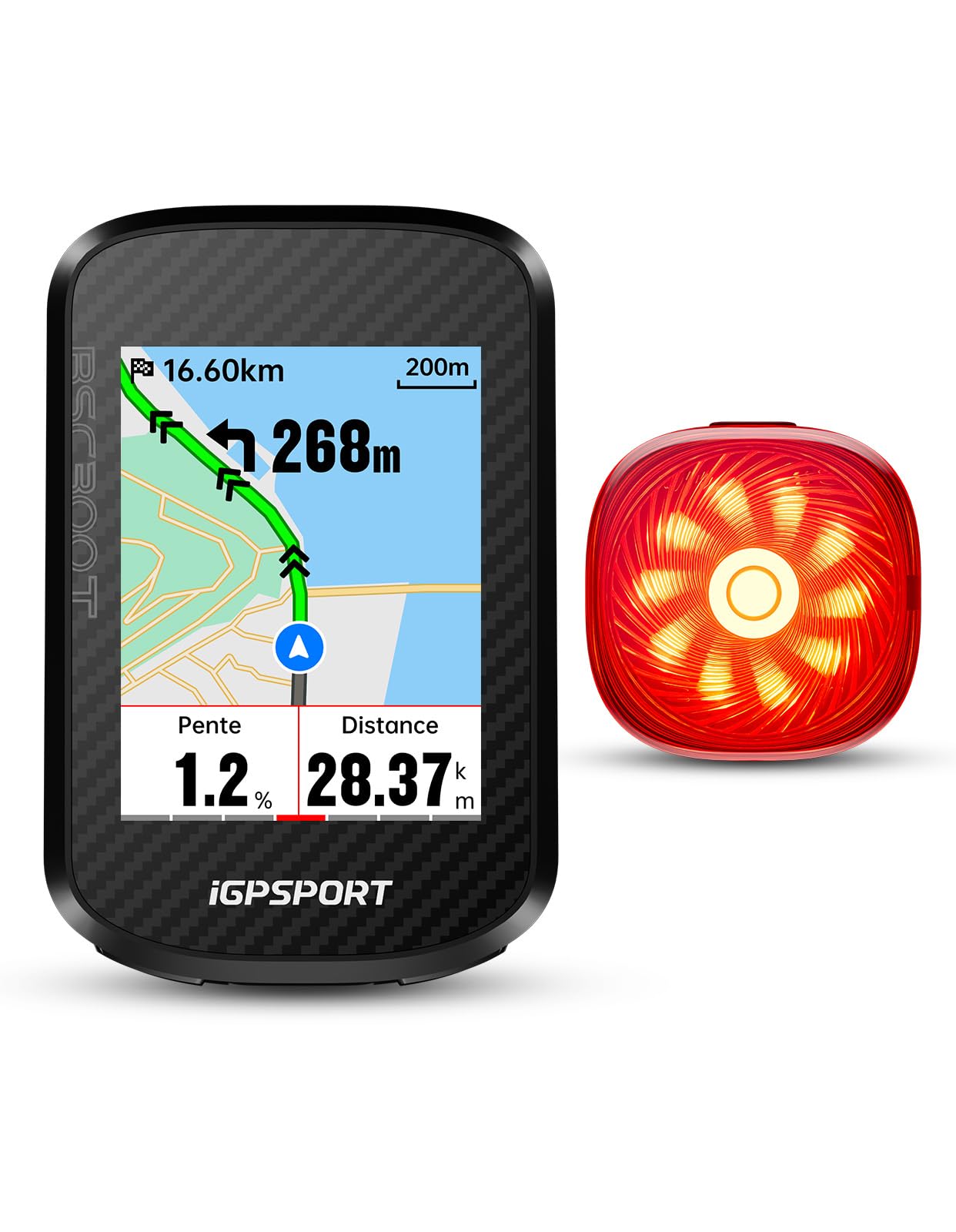 iGPSPORT BSC300T Compteur Velo sans Fil et TL50 Feu Arriere Velo