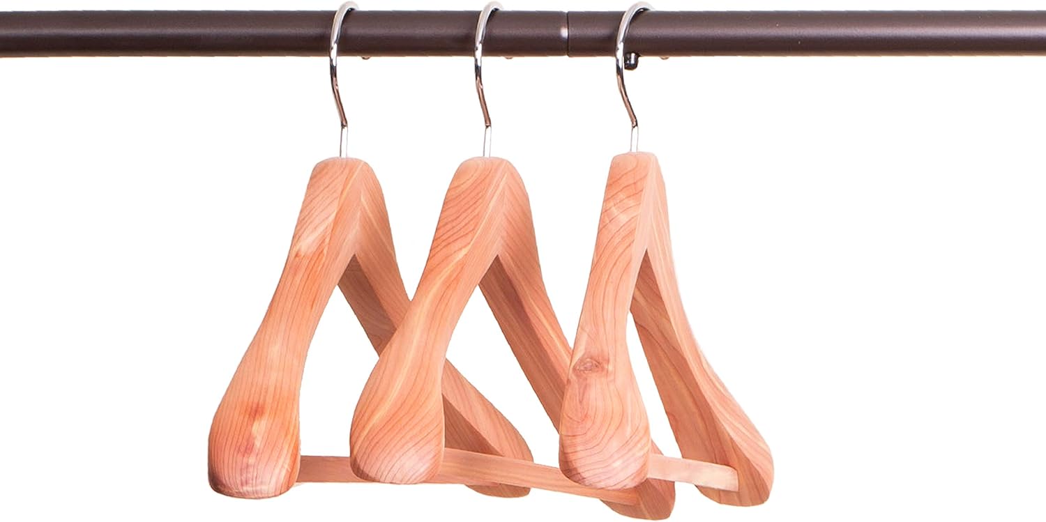 Ruumetry Cedar Hangers, Unfinished Red Cedar Wood Coat Suit