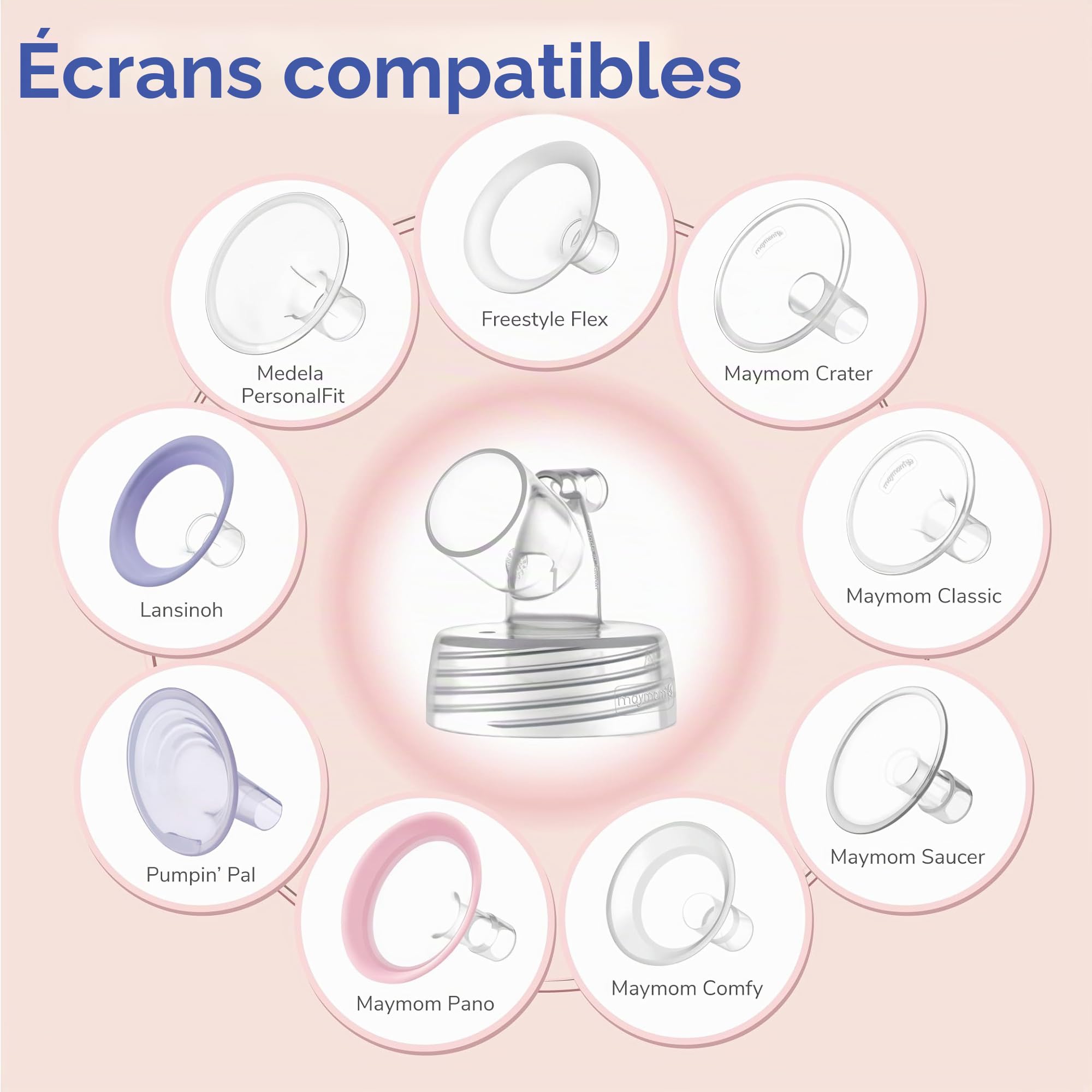 Maymom connecteurs à col large 2 pièces, compatibles avec Spectra S1 et S2, compatibles avec téterelles Medela PersonalFit, Pumpin Pal, Lansinoh et Maymom MyFit/Crater