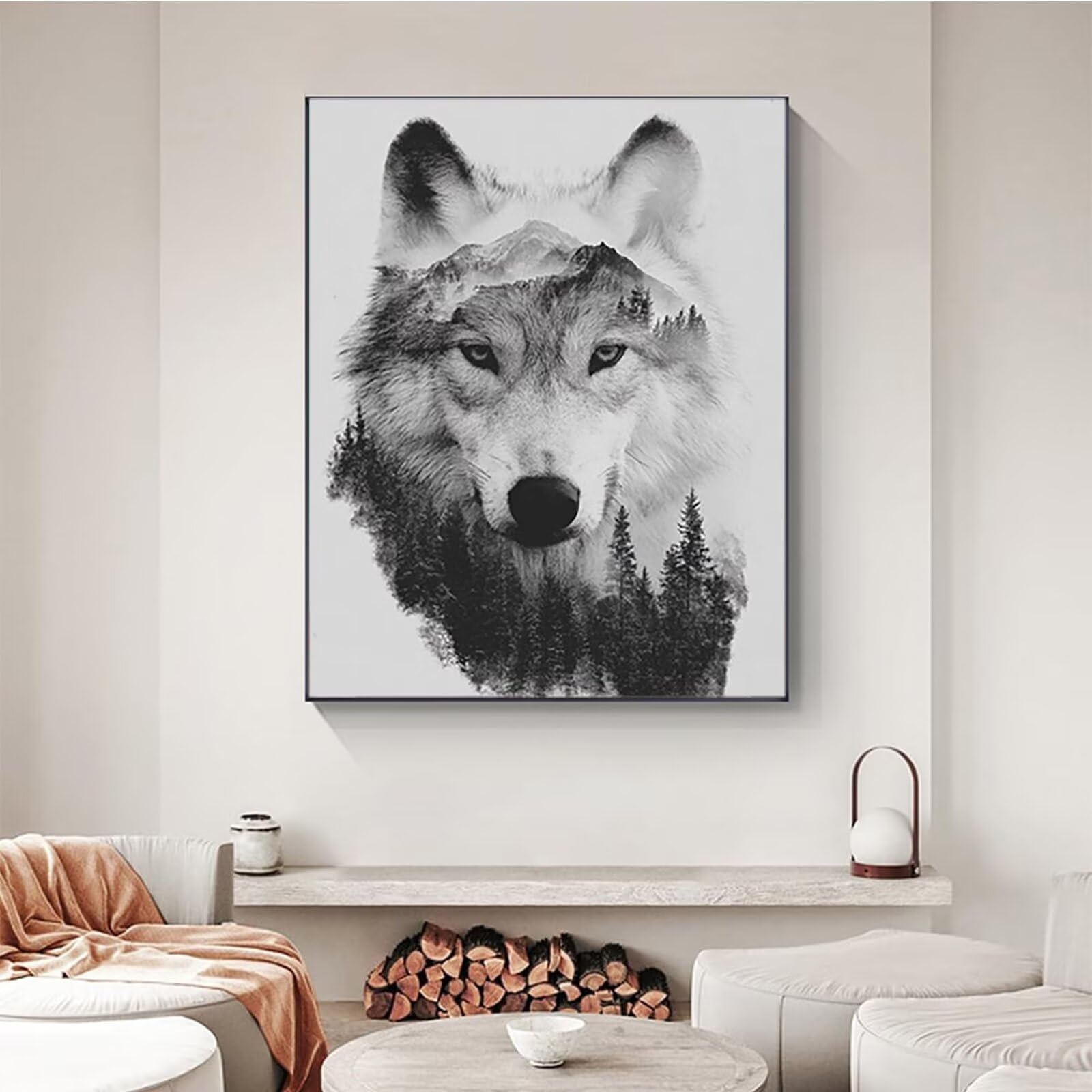Wolf malowanie według liczb dla dorosłych, malowanie według numerów zestawy drzew, zestaw DIY malowanie według numerów z pędzlami i farbą akrylową, kreatywne hobby dla dorosłych, wystrój domu, prezent
