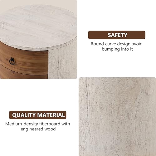 Miniatura 45 de COSIEST Mesita de noche de 2 piezas, 14 pulgadas de profundidad x 18 pulgadas de ancho x 21.5 pulgadas de alto, mesa auxiliar de MDF con 2 cajones,