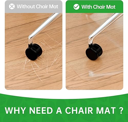 Miniatura 10 de Tapete para silla de oficina para alfombras, tapetes gruesos transparentes para suelos bajos, planos y sin pelusas, con agarres (48 x 36 pulgadas,