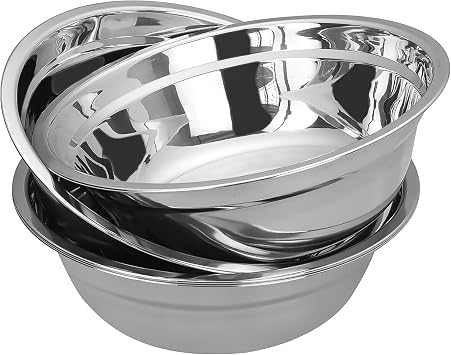Stainless Steel Mixing Bowls for Kitchen, 4 Pack 9.45" Metal Mixing Bowls Set, Nesting Bowls for Baking Serving Cooking Food Prep Storage