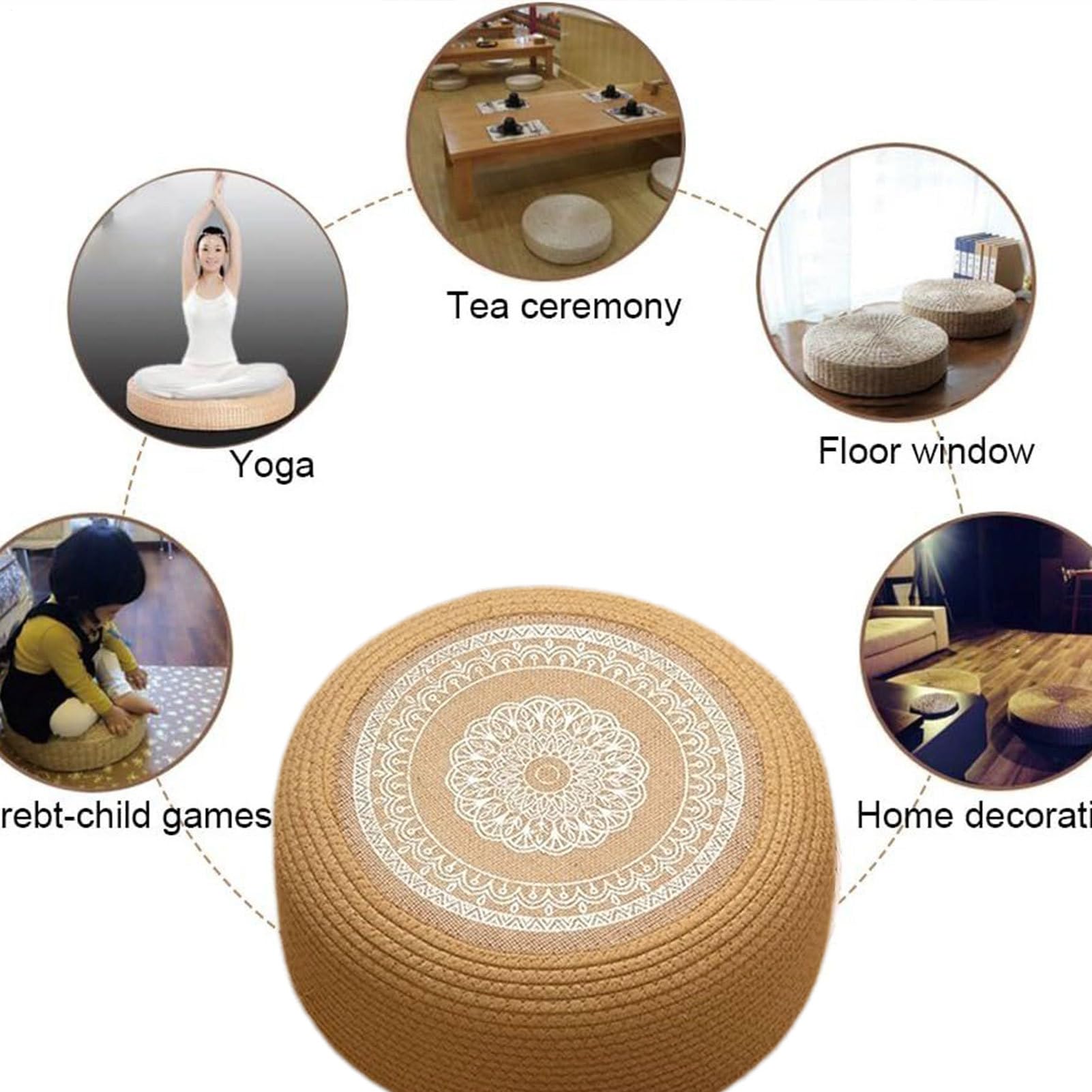 Cuscino Da Meditazione Per Pavimento Cuscino da Seduta Comodo e Morbido per | Coprimaterassino Traspirante Tatami A Mano Per Yoga Meditazione Casa