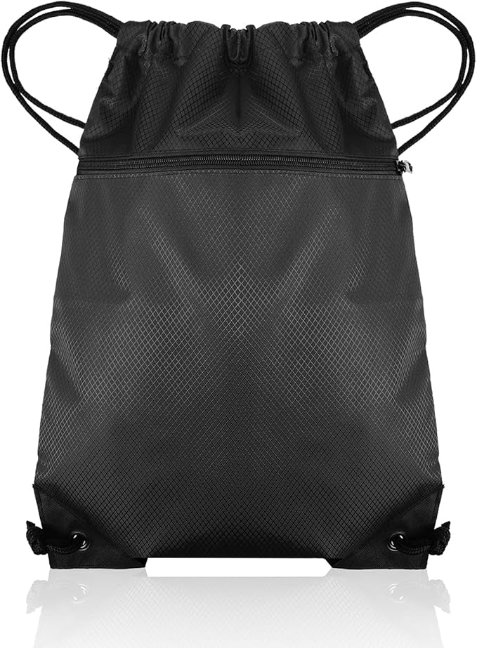 Fuyamp Black Drawstring Gym Bag, String Swim PE Bag Large Sports Bag