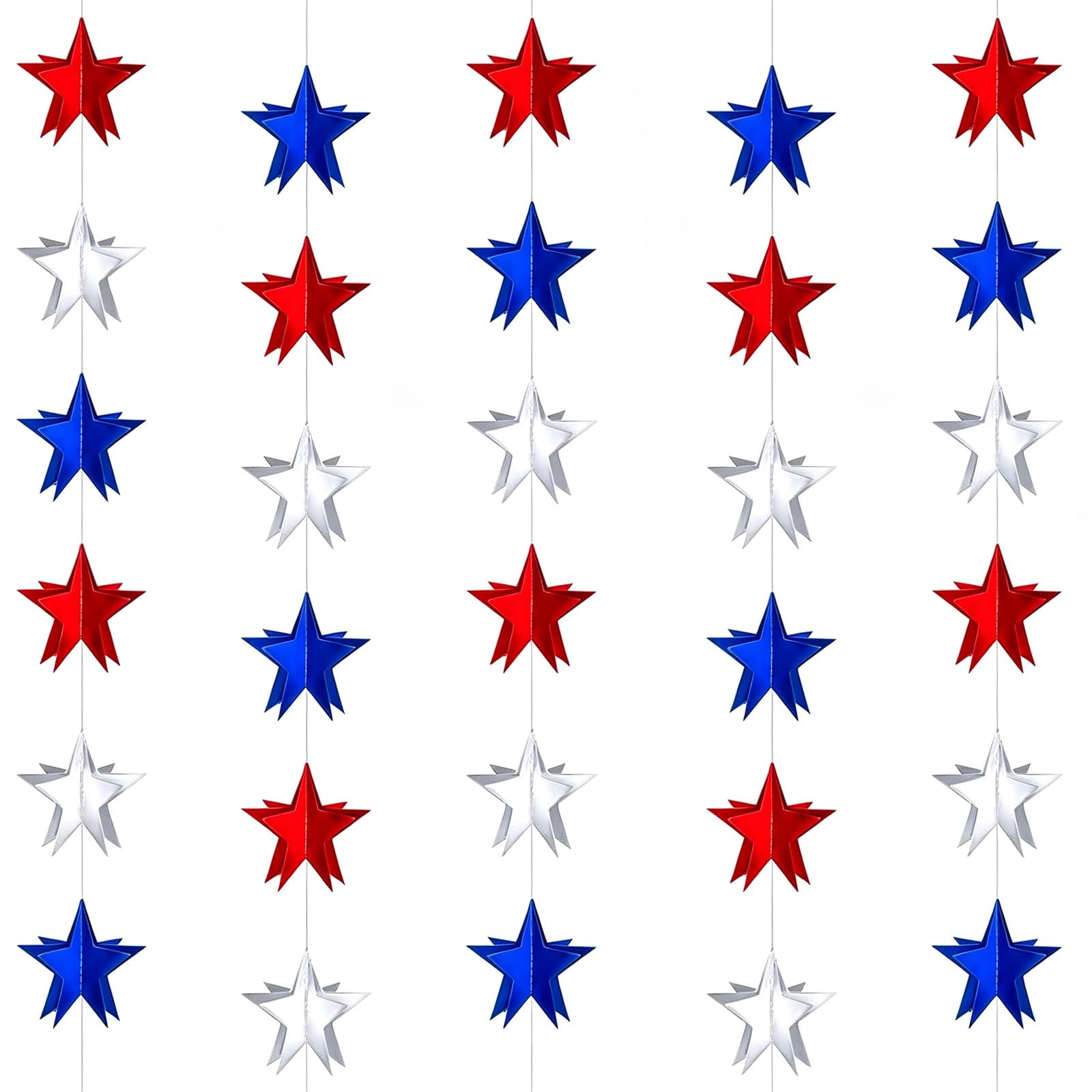 5 Pack 4th of July Theme Streamers Wreath Star Design Hanging Paper Chain Home Decor for Patriotic Party Decks