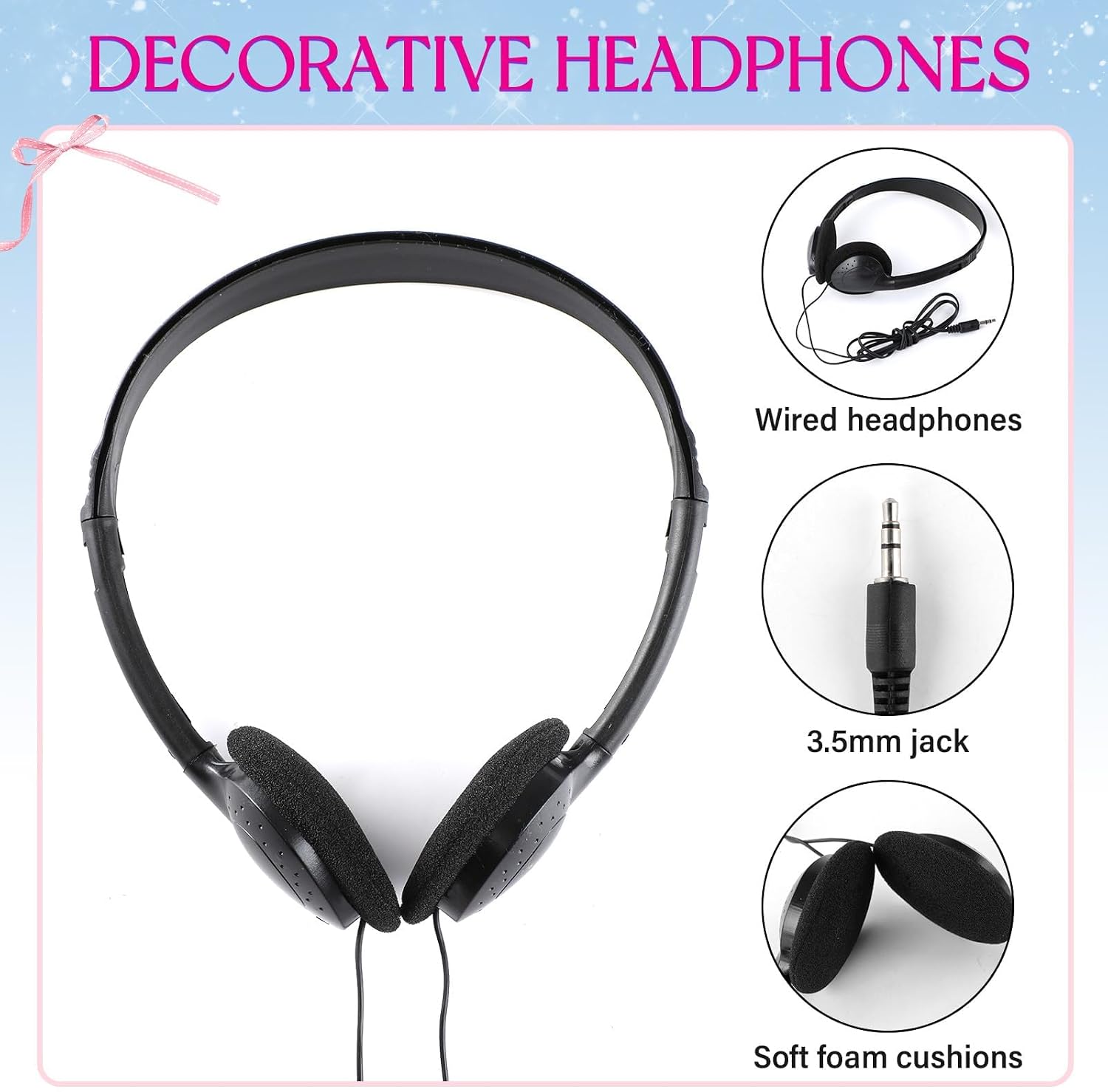 Lonfliness Halloween Princess Crystal Crown Sunglasses Long Gloves Headphone Halloween Costume Accessories Set Princess Cosplay Accessories for Women Dress Up Bachelorette Party Favors Supplies,5 Pcs image 3