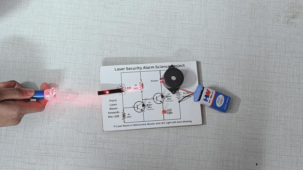 ERH India Readymade Laser Security Alarm System Experiment Science Project Working Model Kit for Class 12 School Kids Projects. ERH India Readymade Laser Security Alarm System Experiment Science Project Working Model Kit for Class 12 School Kids Projects.