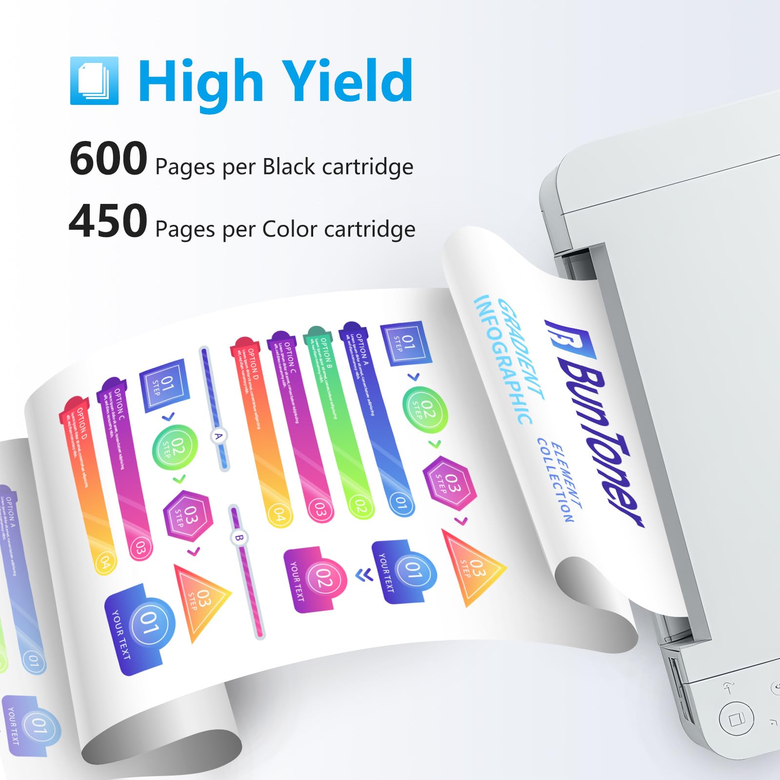 BunToner 305 xl compatibile con cartucce hp 305 nero e colore per inchiostro stampante hp 305 per HP Deskjet 2700 2720 2720e 4120e 4100e Envy 6020e(2-pack)