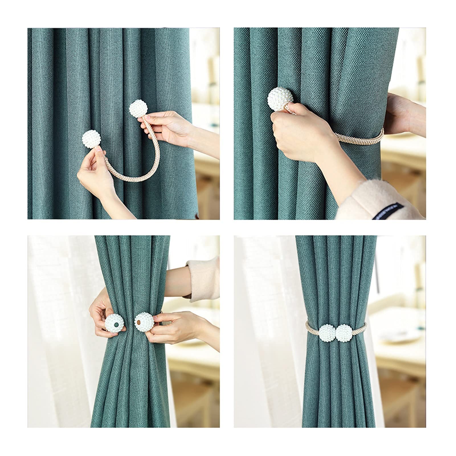 Rideau 2 Pcs Magnétique Rideau Clip Rideau Embrasse Boucle Clips Suspendu Boule Boucle Cravate Arrière Rideau Accessoires Décor À La Maison