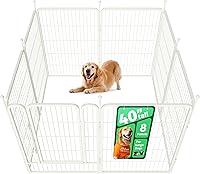 Vista 1 de FXW Rollick Unleashed corralito para perros en interiores, patio, campamento de casas rodantes, 40 pulgadas, 8 paneles para perros medianos y Blanco