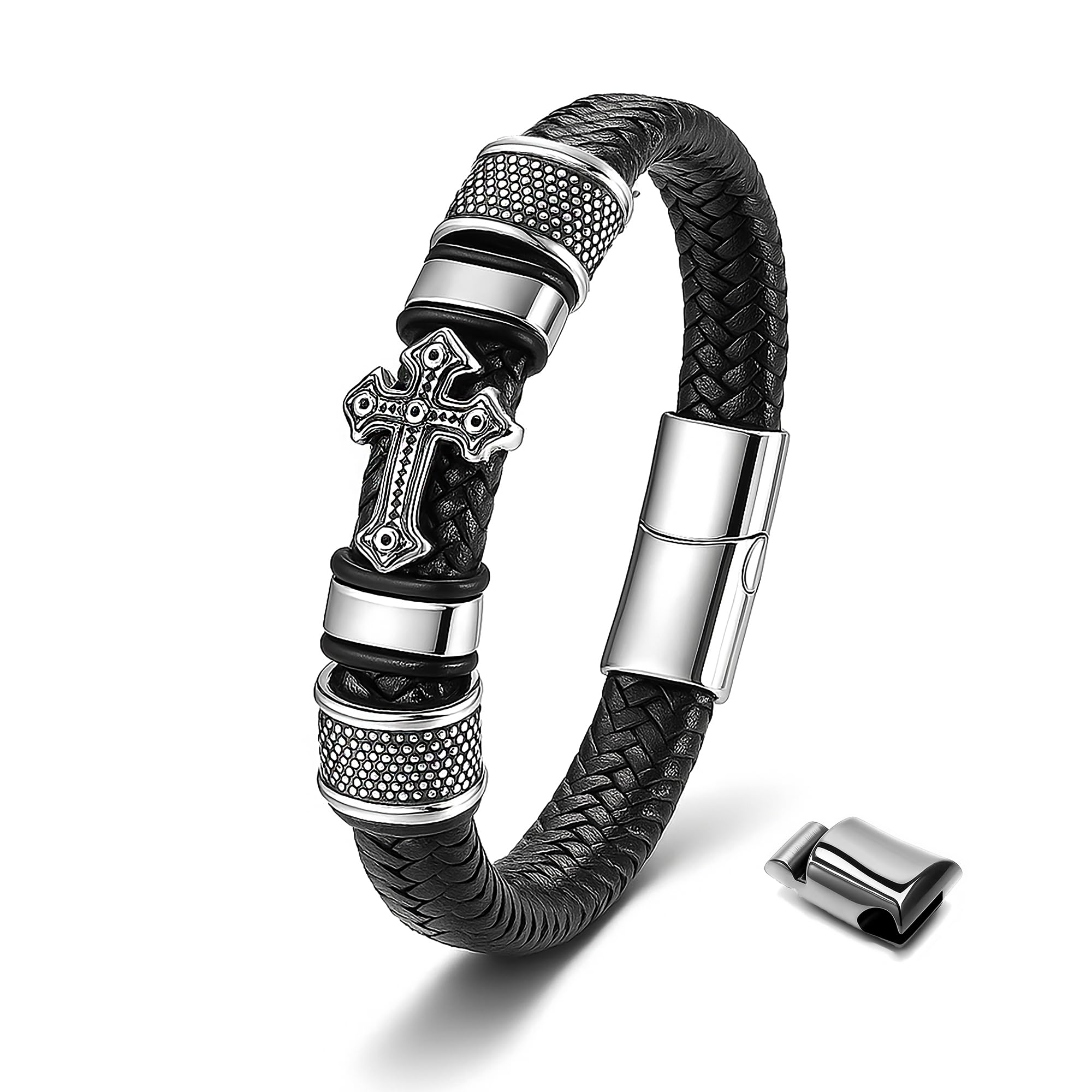 UNIQAL | Kreuz Leder Armband "GLORY" Cross Bracelet | Geschenk Box | Magnetverschluss