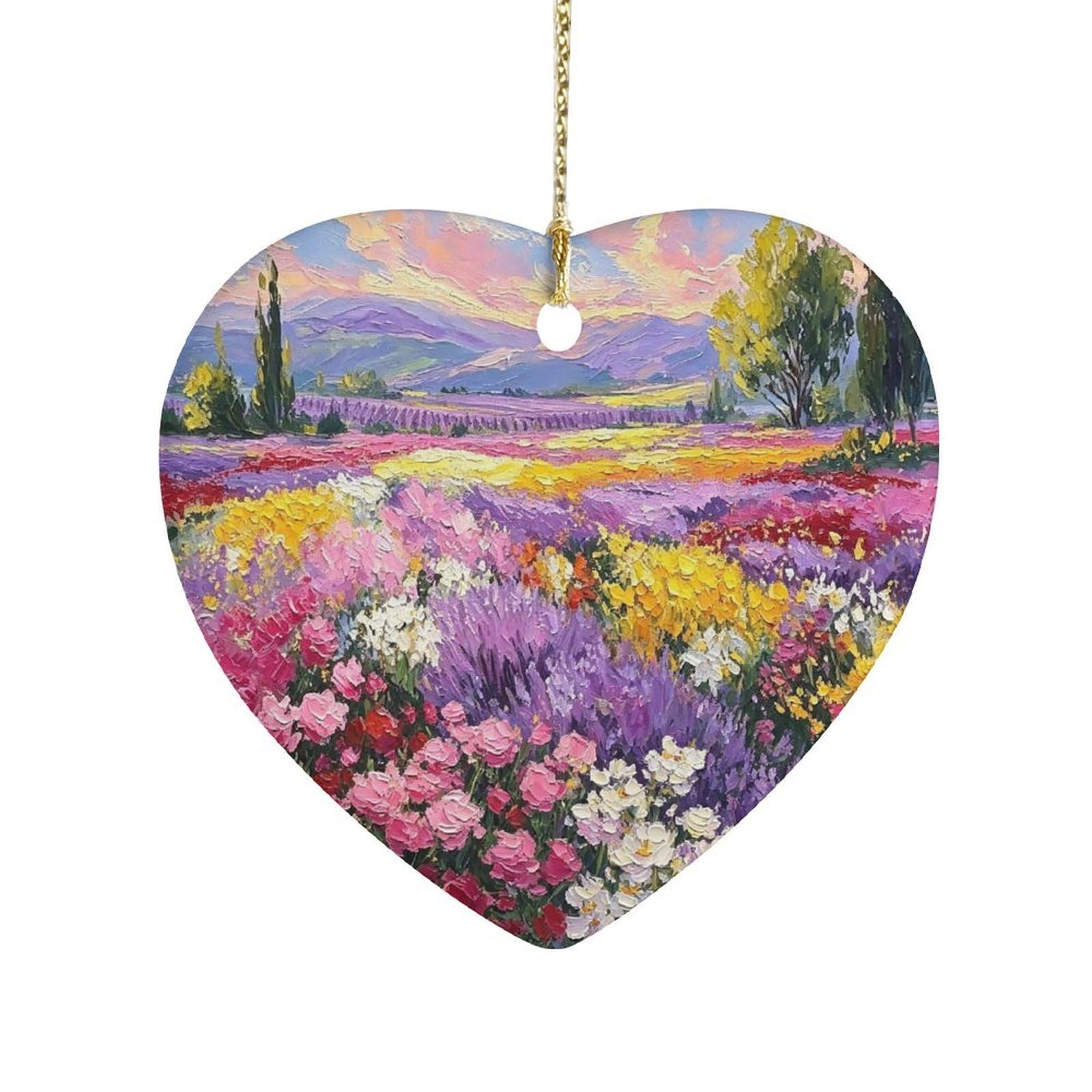 Fekiloot Style Colorful Flower Field Ceramic Ornament Home Decor Keepsake