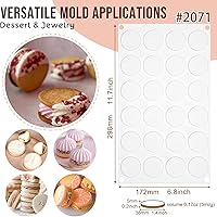 Vista 3 de Molde de silicona de disco redondo plano para hornear, 2 tamaños para mini tarta galletas, postre, chocolate, caramelo, caramelo, resina epoxi