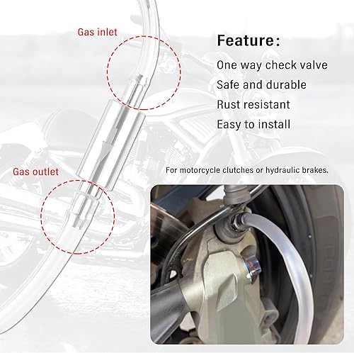 Miniatura 5 de Manguera de purga de frenos de motocicleta,Válvula de retención unidireccional Kit de purga de líquido de frenos con tubo y abrazadera,Accesorios