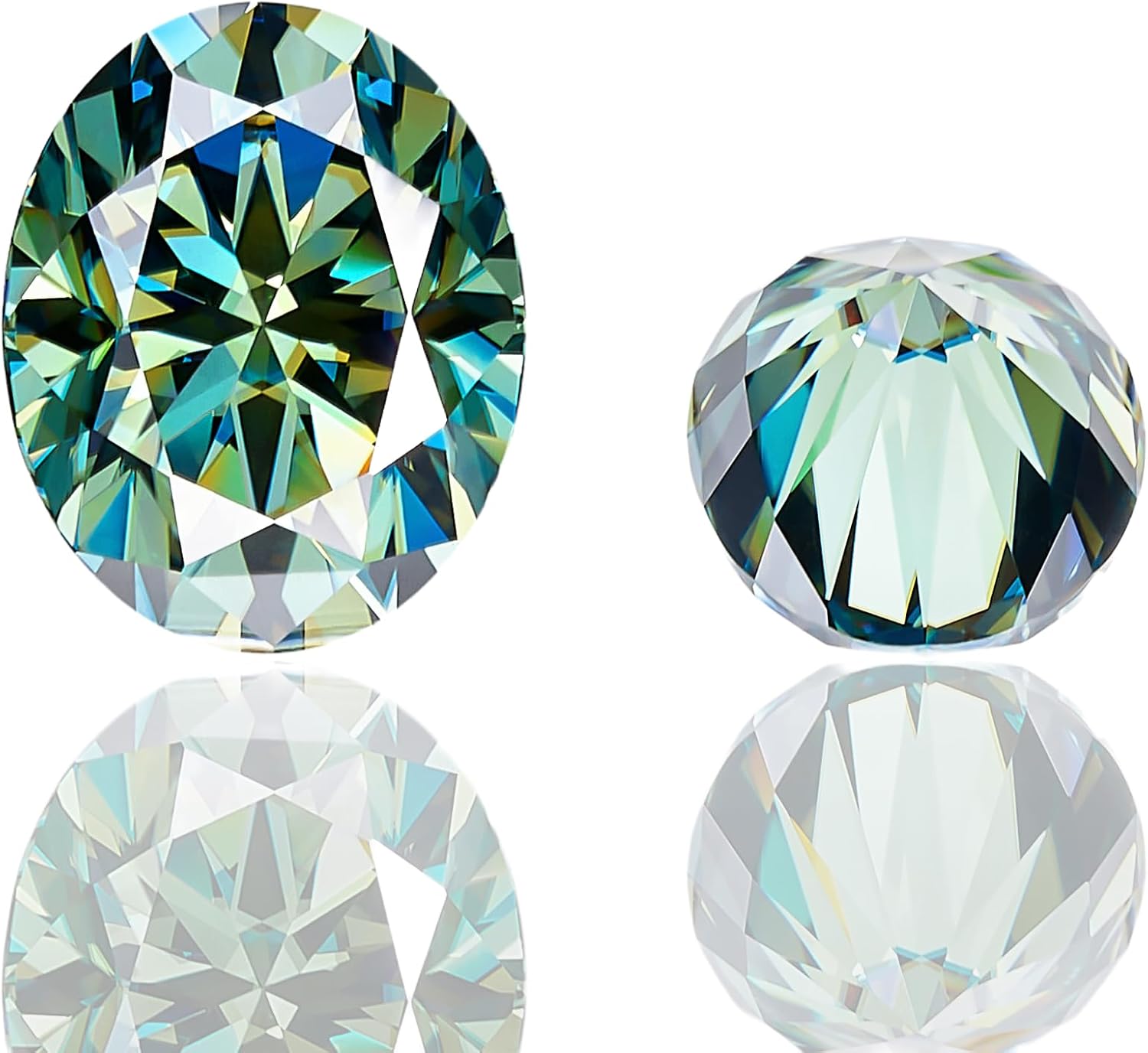 Green Moissanite Oval Cut Loose Stone, Lab-Created Gemstone VVS1 Clarity, GRA Certified, 0.5 to 5 Carat for Jewelry Making