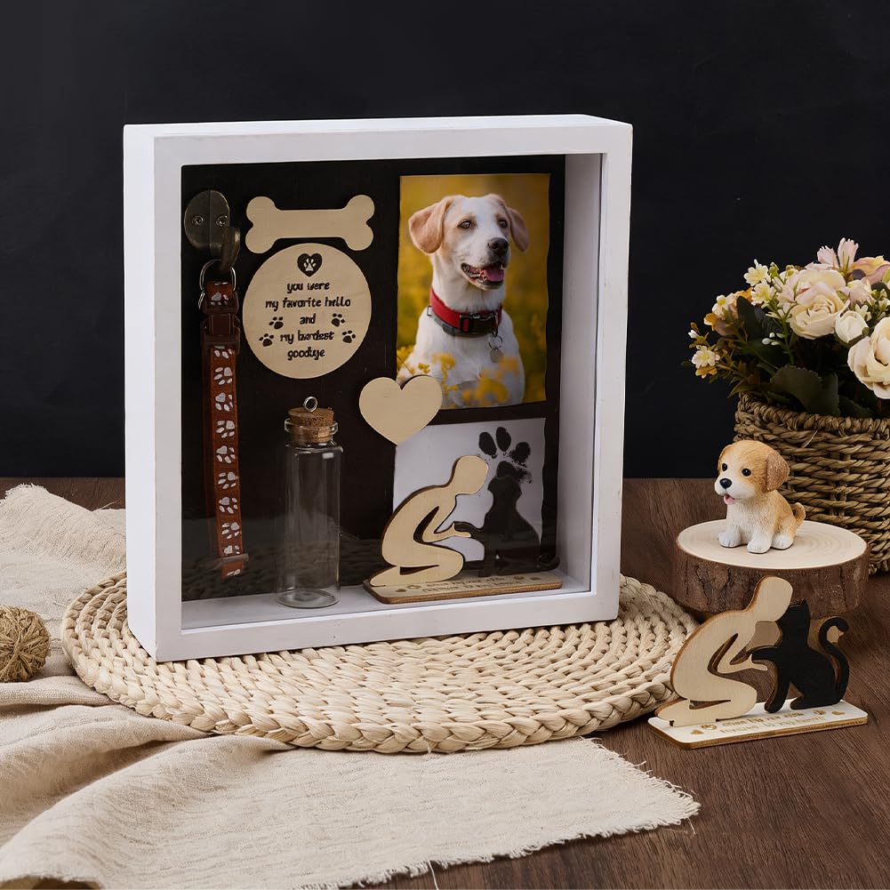 PH PandaHall Scatola Commemorativa Animali Domestic Cornice per Foto Animali per Gatti o Cane, Cornice Commemorativa Cane Barattolo per Peli di Domestici per Regalo Condoglianze, 22x22cm