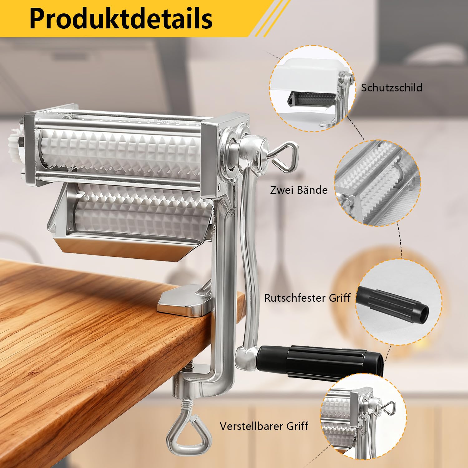 Steaker Fleischzartmacher, Fleischklopfer Metall Fleischzerkleinerer Meat Tenderizer Mit Messerwalzen Und Handkurbel, Fleischzartmacher Maschine zum Zartmachen von Fleisch, Huhn, Steaks