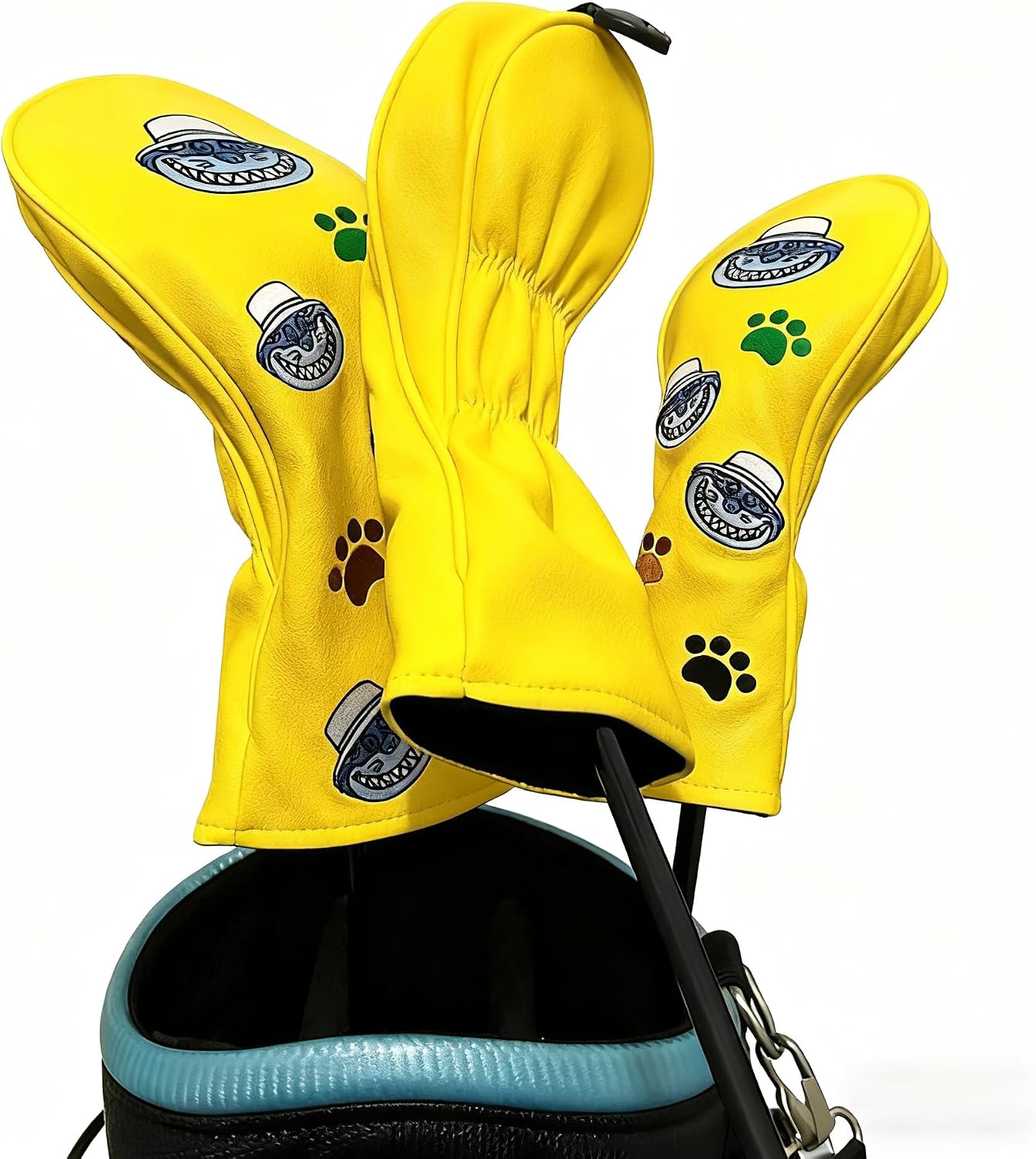 Garfield-Themed Yellow Color Golf Wood Club Head Covers Set Protective Sleeve