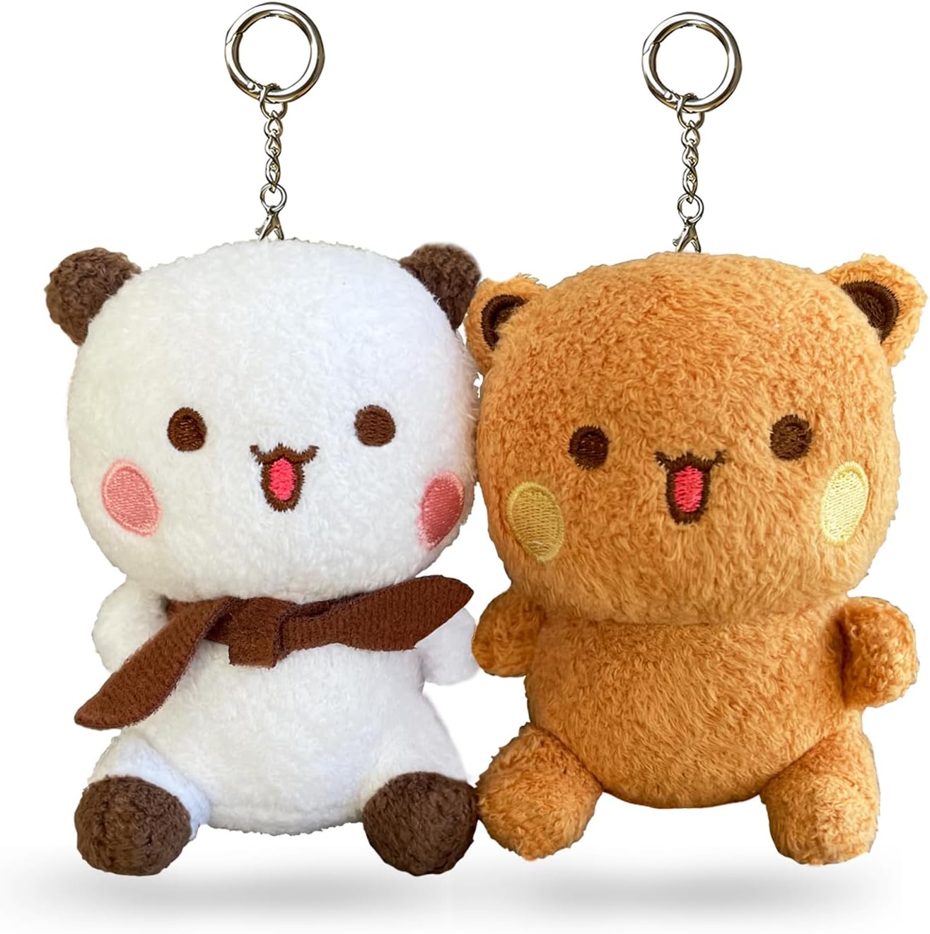 Bu and Du Couple Bears Stuffed Animals Keychain,Cute Plush Bag Charms for Backpacks,Valentine's Day Gifts
