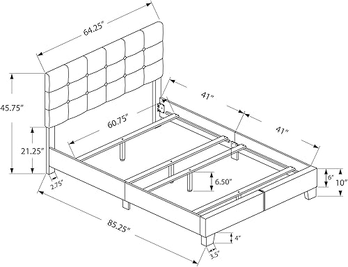 Miniatura 2 de Monarch Specialties Bastidores de cama, Queen, beige