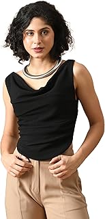iuga Womens's Solid Cotton Stretchable Draped Crop Top-picture-26
