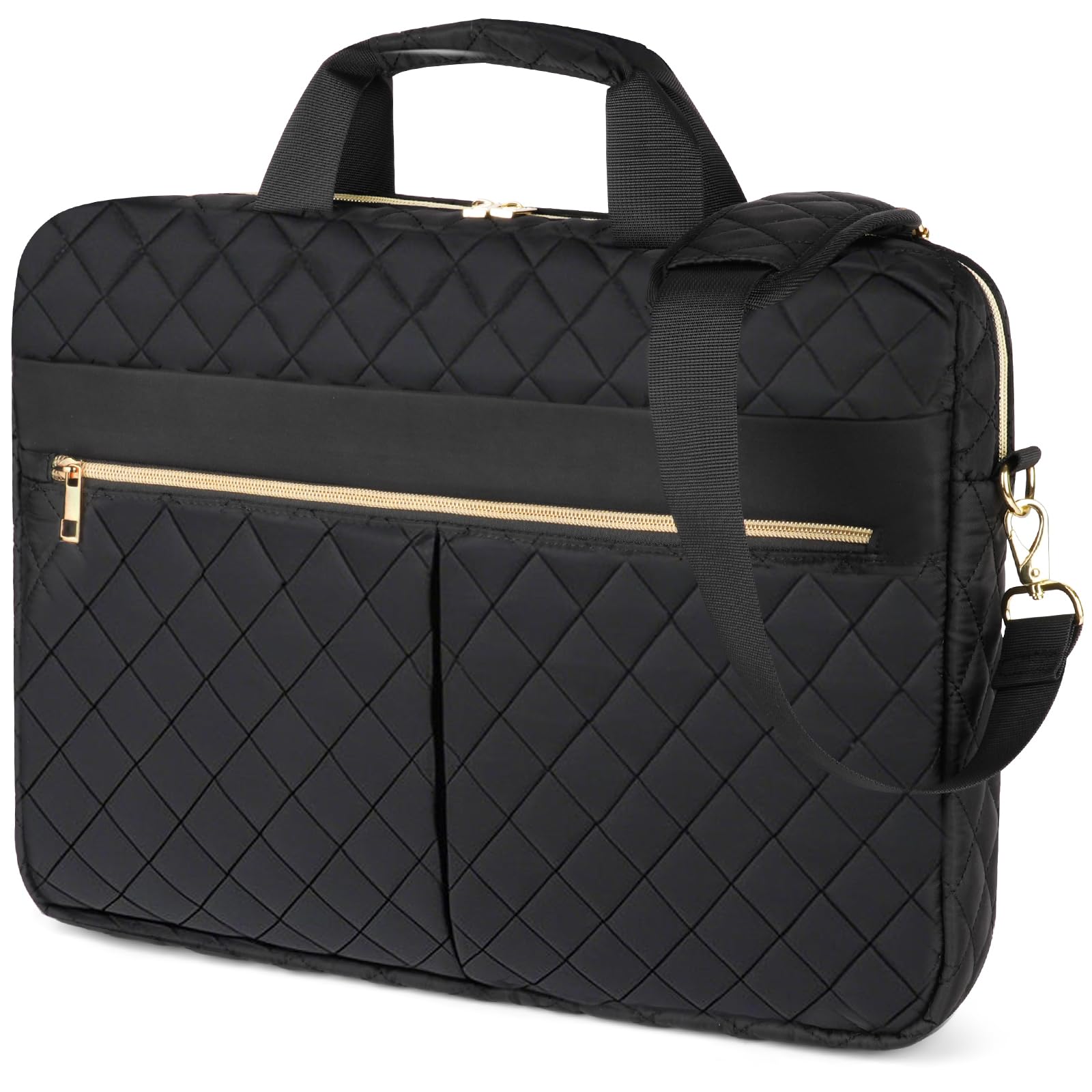 Borsa del Portatile, 15.6 Pollici Cartella per Laptop, Borsa da Lavoro Donna Impermeabile, Borsa Computer Grande con Tasche e Divisori Interni Imbottiti, con Tracolla, per Ufficio, Scuola, Nero