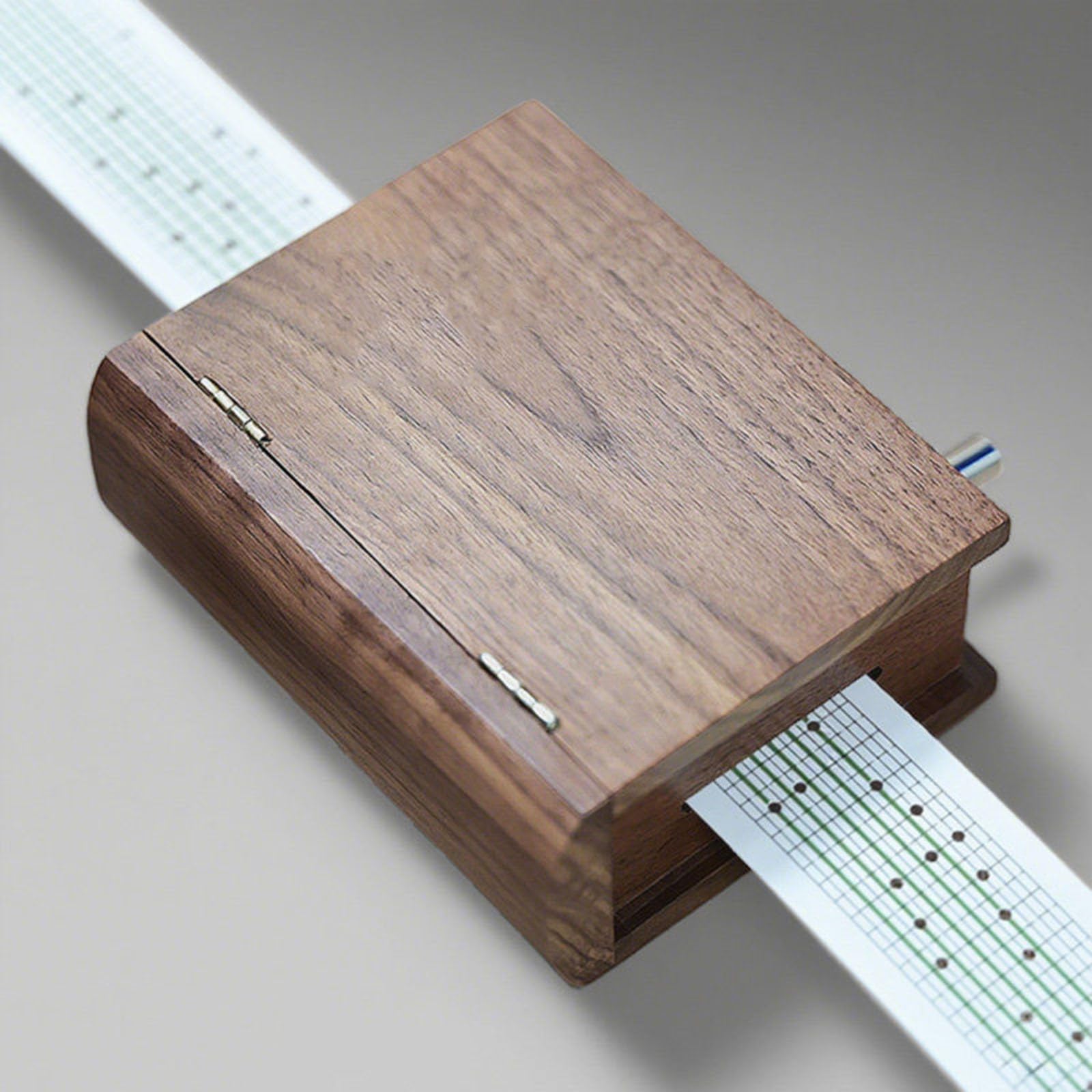 Caja musical de madera, movimiento musical de manivela de 15 notas, incluye cinta de papel en blanco y perforadora, ideal para manualidades creativas y regalos