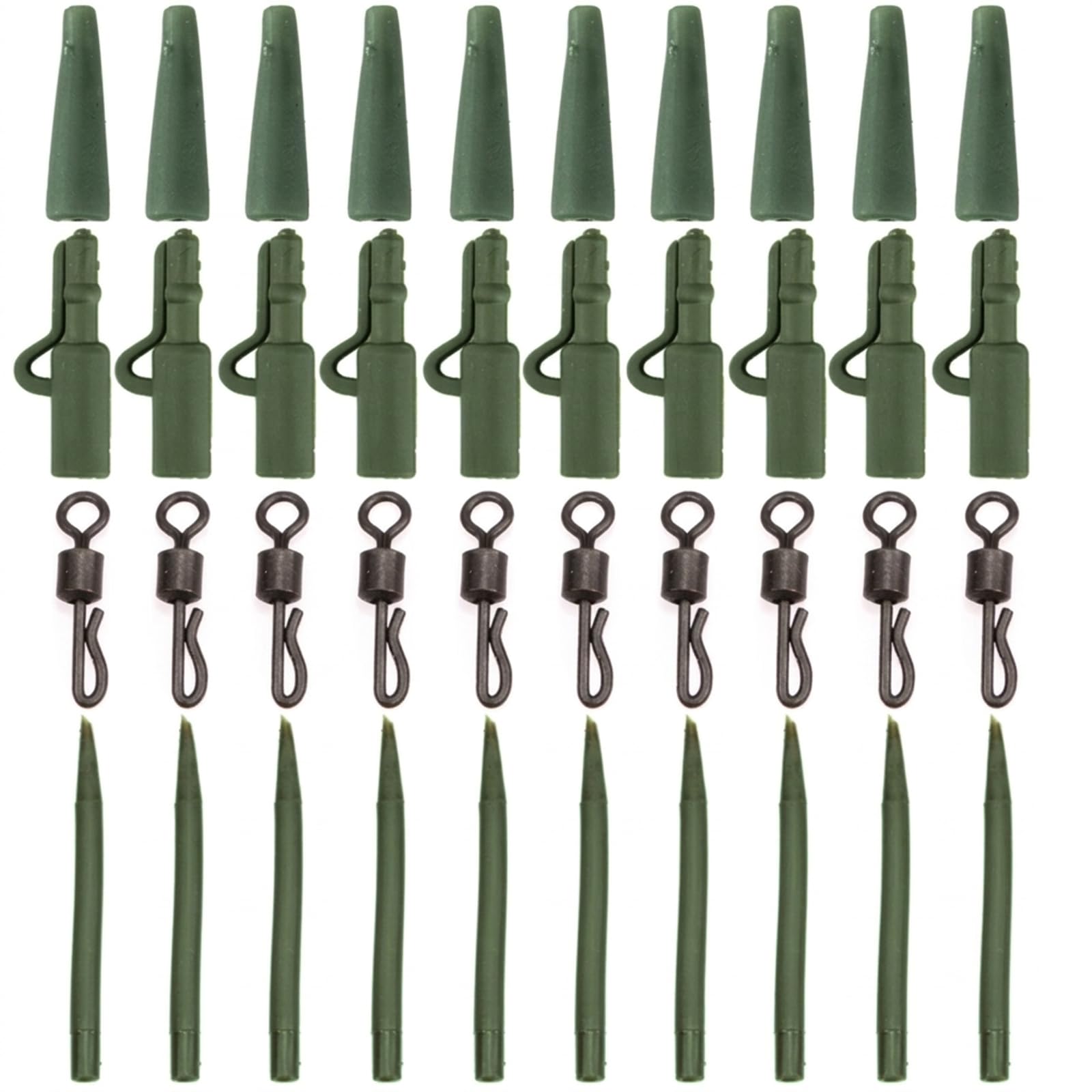 Carp Fishing Tackle, 40 Pcs Carp Fishing Lead Clips & Tail Rubbers Rig Kit with Anti-Tangle Sleeves & Quick Change Swivels for Tangle-Free Setup, Durable End Tackle for Carp Anglers