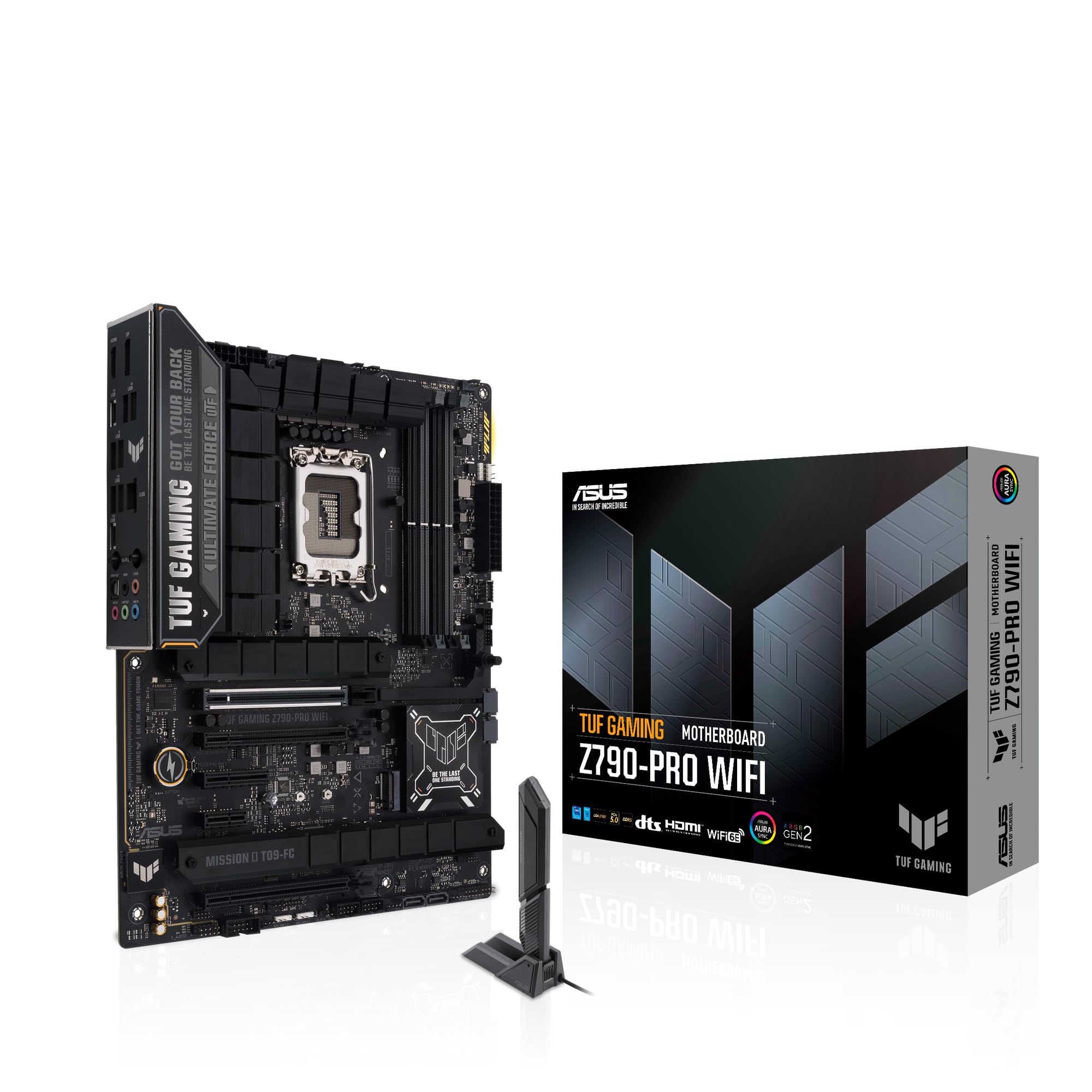 ASUS TUF GAMING Z790-PRO WIFI Carte mère Intel Z790 LGA 1700, ATX DDR5, PCIe 5.0, 4 emplacements M.2, Ethernet Intel 2.5Gb, Wi-Fi 6E, HDMI, DP, USB Type-C, Thunderbolt 4, AEMPII, AI Overclocking, Aura
