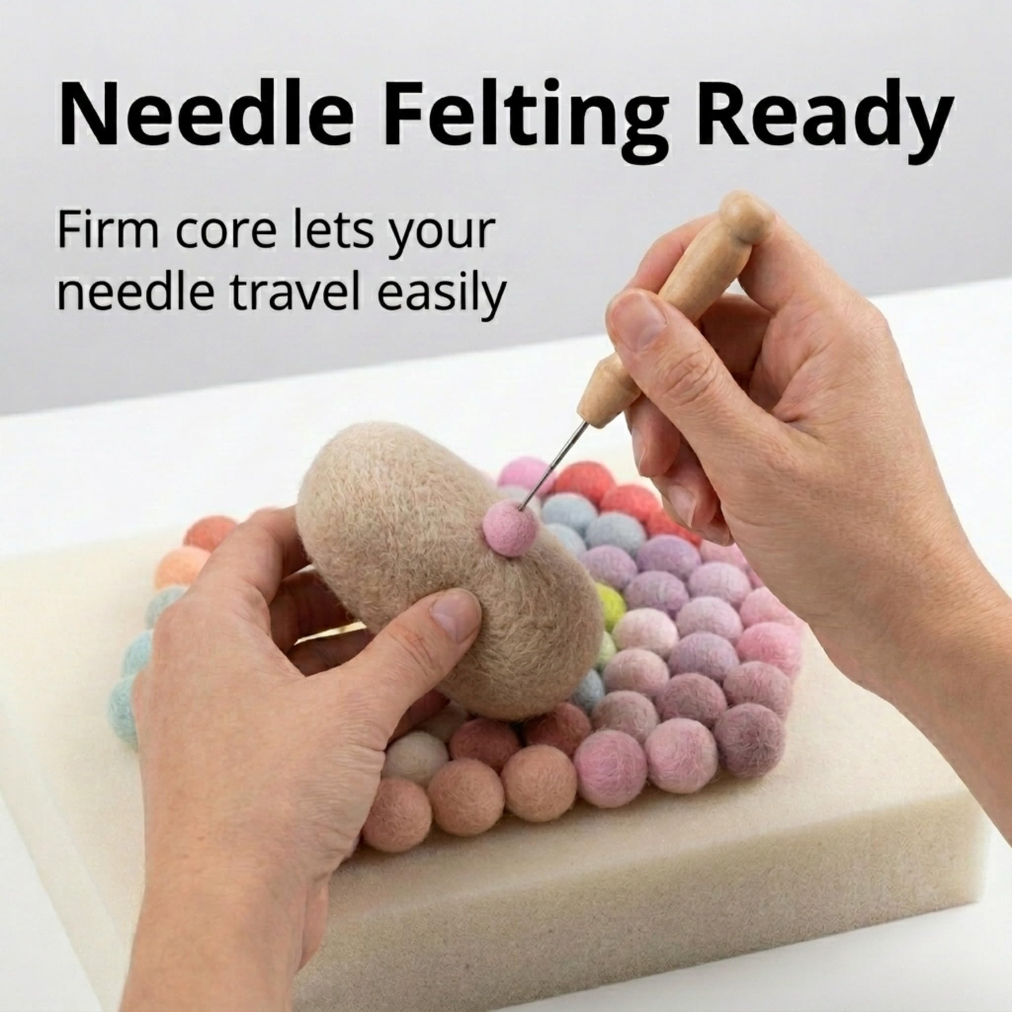 50 Pompons En Feutre De Laine – 2 Cm – 7 Couleurs Pastel – Fait Main Au Népal – Pour Guirlandes, DIY, Déco