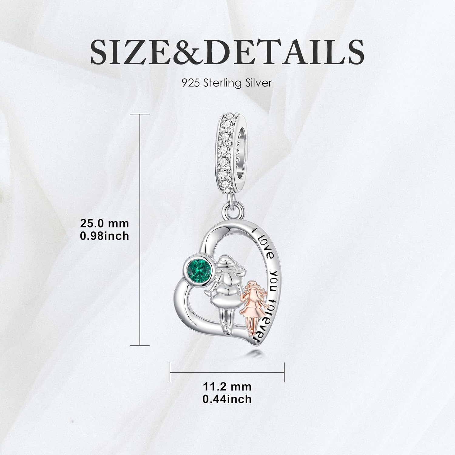 PROESS Father Mother Daughter Charm fit Charms Bracelet Sterling Silver Charms for Bracelets Birthday Valentines Day Gifts for Daughter Mother Lover - Image 2