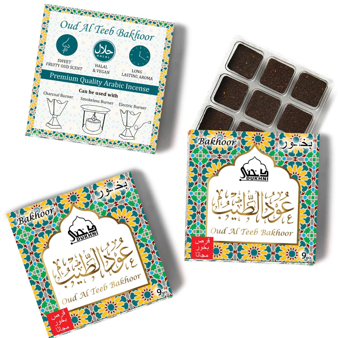 Dukhni Oud Al Teeb Bakhoor By | 30 Pieces Of Bakhoor| Authentic Arabic Oud Incense Bricks | Perfect For Prayer, Meditation & Chanting | Ramadan & Eid Gifting