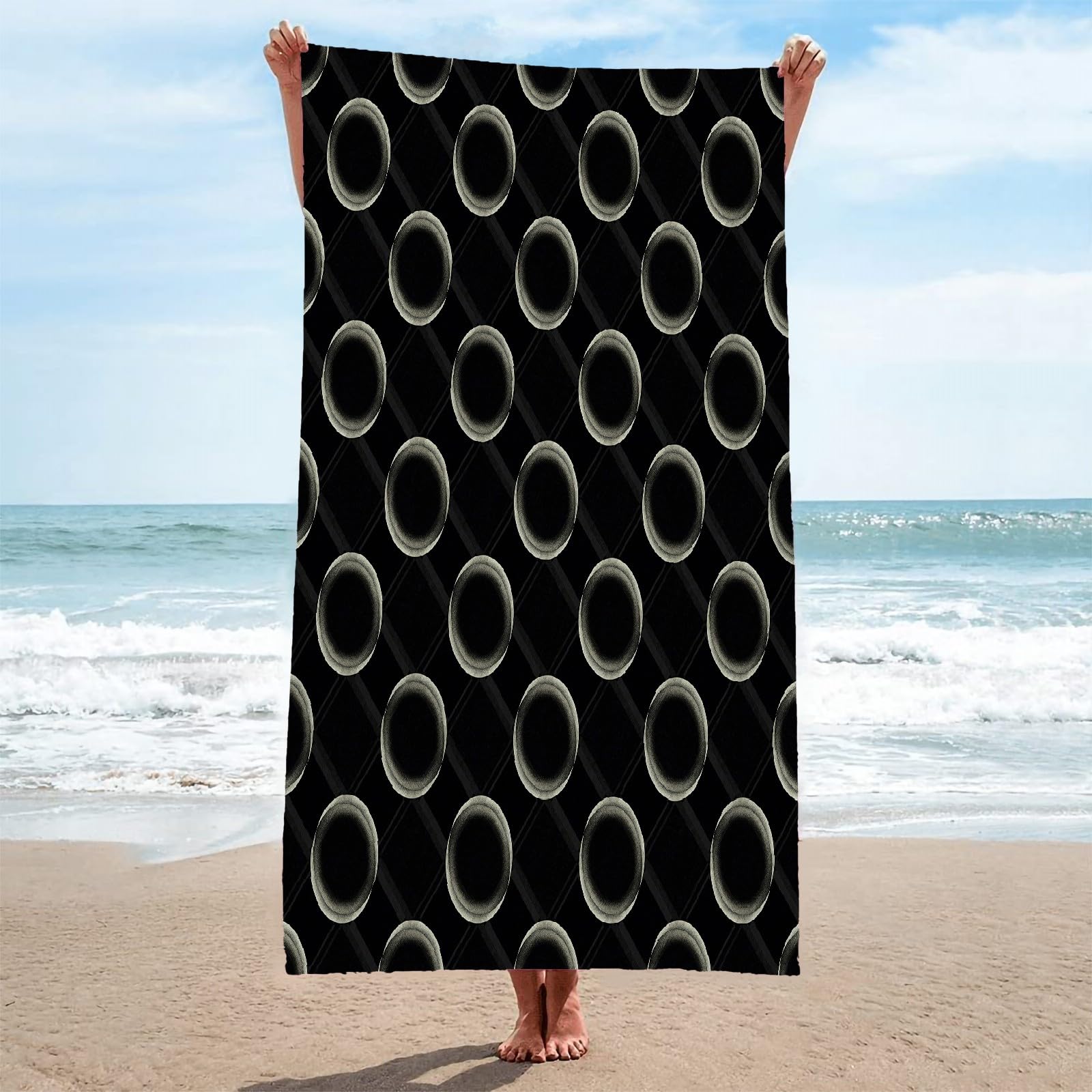 Toalla Playa Negro Toallas Playa Grande Microfibra Anti Arena CíRculo Playa Toallas para NiñA NiñO Adulto Piscina Toalha de Praia Mujer Hombre 200x200cm