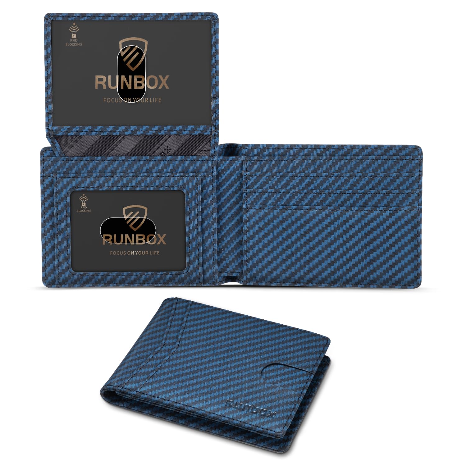 RUNBOX Wallet for Men -Slim Rfid Leather Mens Bifold Novelty Wallets 2 ID Window With Gift Box Men's Accessories