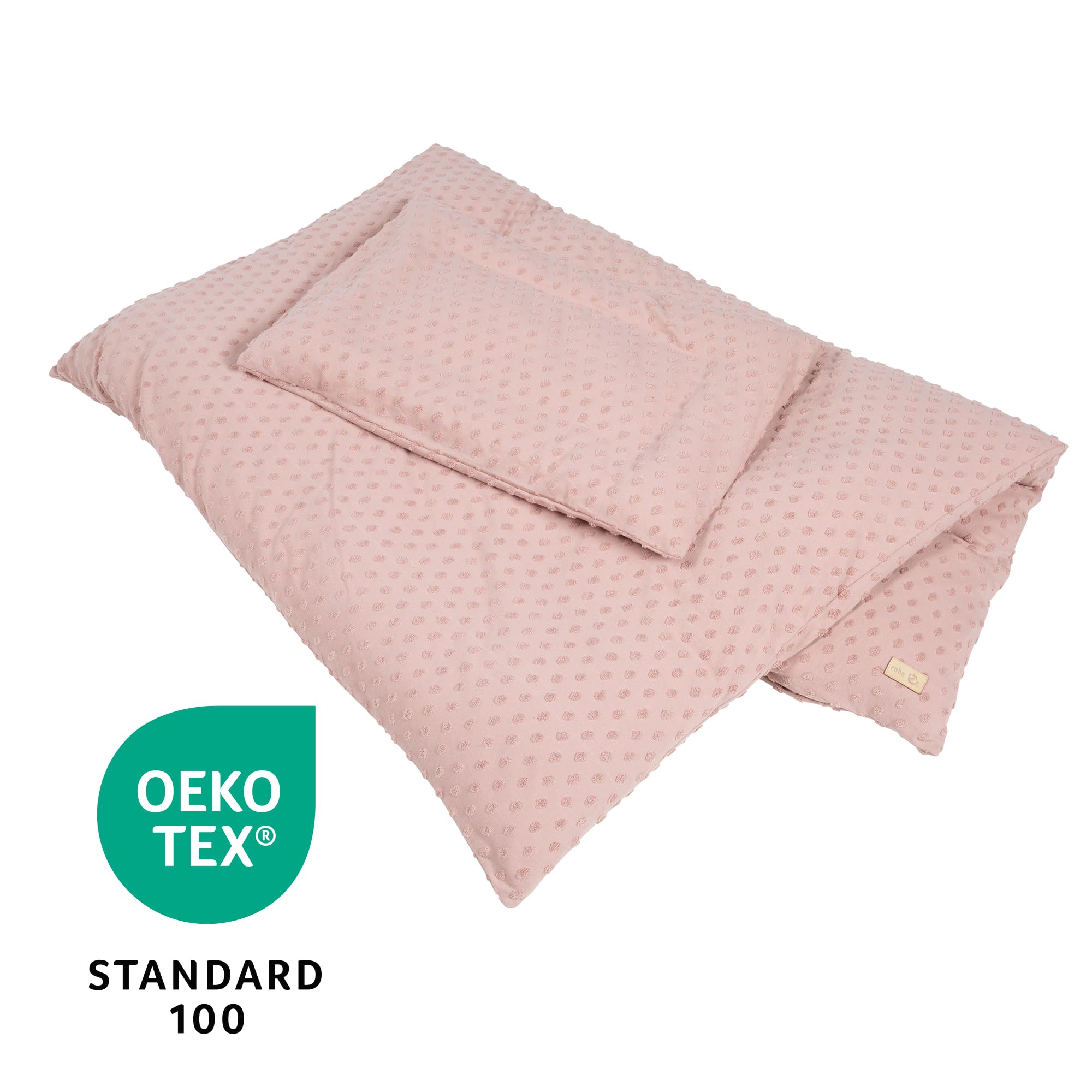 roba Biancheria da Letto per Bambini Lil Planet, 2 Pezzi, Motivo a Pois, Copripiumino 100 x 135 cm + Federa 40 x 60 cm, Cotone Certificato GOTS e Oeko-Tex 100, Rosa