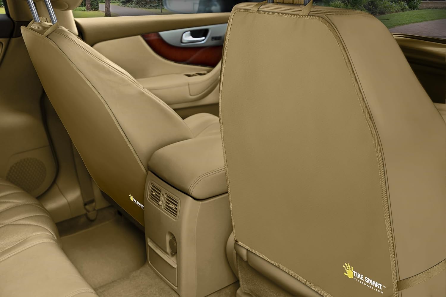 Luxury Clean-Edge Kick Mats - Tapered Design Seat Back Protectors and Seat Covers with Invisible Strap and Stiff Edging (2 Mats)