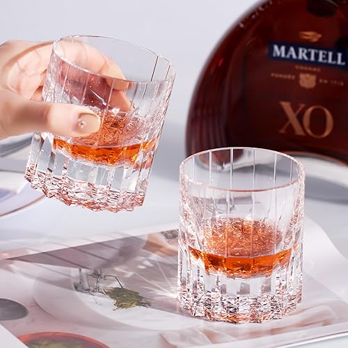 Miniatura 4 de KAMMAK Juego de 2 vasos de whisky de cristal, 7.27 onzas, sin tallo, vasos de cóctel blancos soplados a mano, regalos de compromiso para parejas,