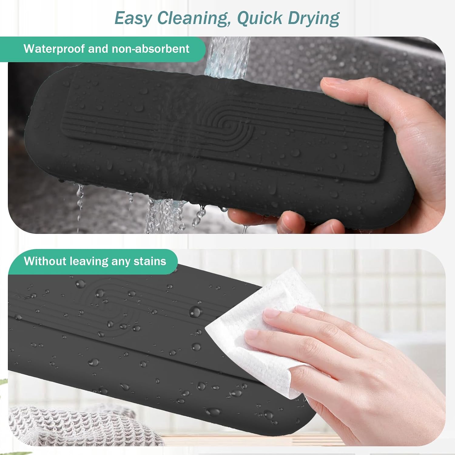 Silicone Toothbrush Travel Case, Electric & Manual Toothbrush Travel Cover for Men and Women, Portable Toothbrush and Toothpaste Holders for Traveling, Camping, Business Trip, School - Black