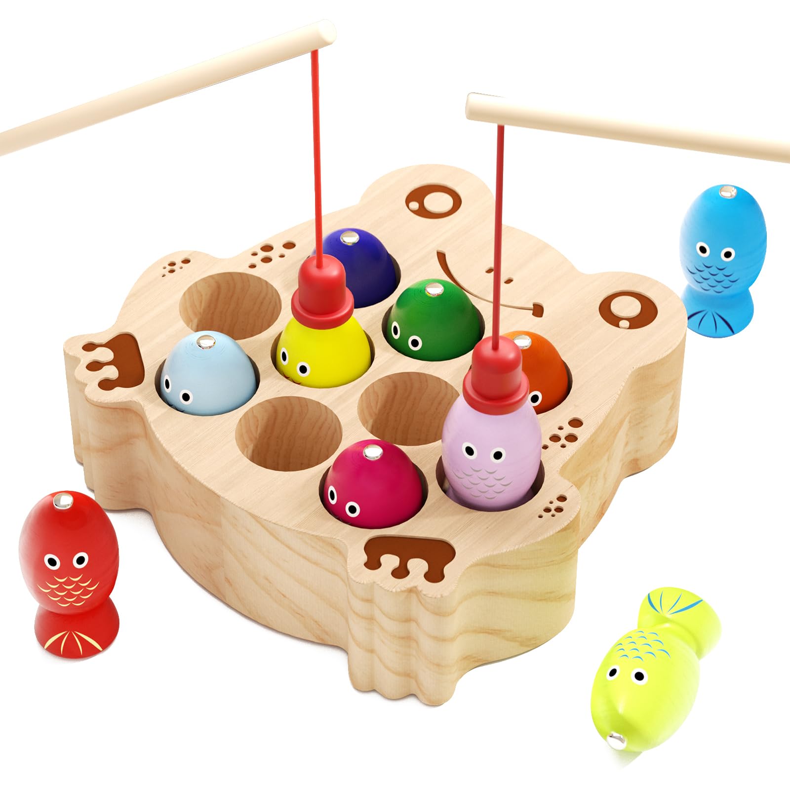 Amazon.com: edutree Wooden Magnetic Fishing Game for Toddlers 1-3