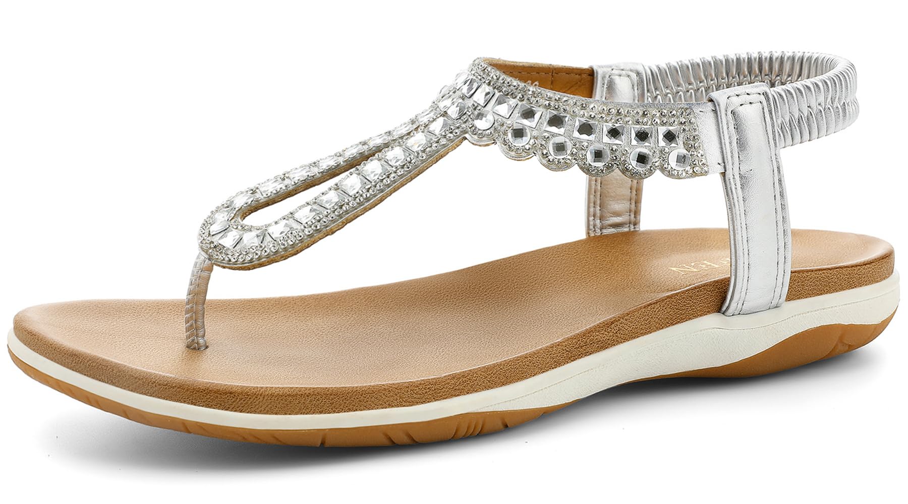 UBFEN Womens Flat Sandals Dress Braided T-Strap Thong Sandals with Arch Support Comfortable for Walking