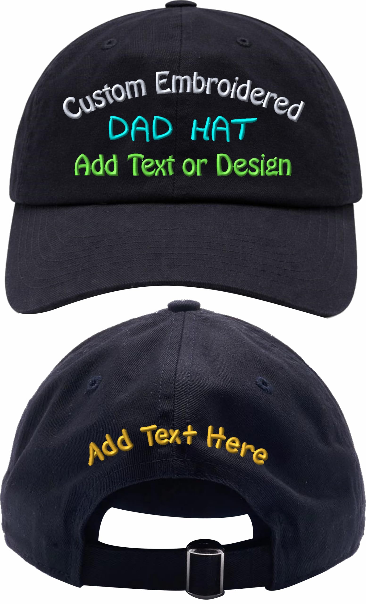 Custom Hat with Embroidery - Personalized Caps & Beanies for Adults & Kids - Add Text or Logo - Front & Back Custom Stitching