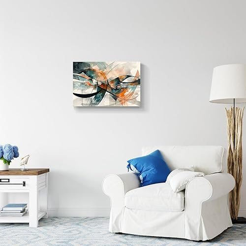 Miniatura 349 de Lienzo artístico para pared, pinturas de arte abstracto, fantasía azul, grafiti colorido sobre fondo blanco; decoración artística moderna para sala