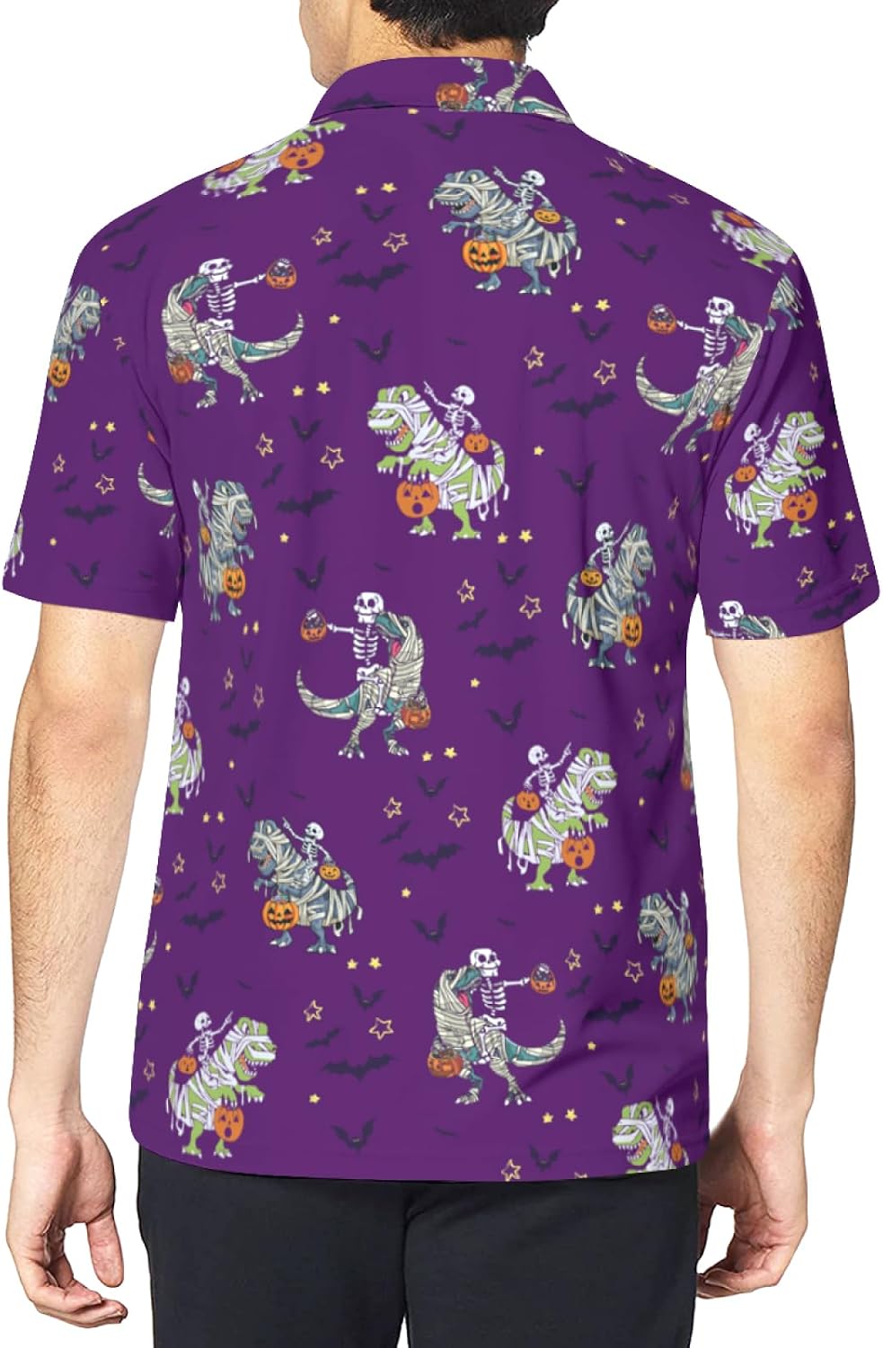 Mens Halloween Golf Polo Shirts Short Sleeve Funny Halloween Golf Shirts Pumpkin Shirts for Men